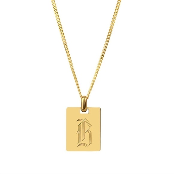 18K Gold Plated Initial Letter “B” Old English Pendant Necklace - Picture 1 of 7